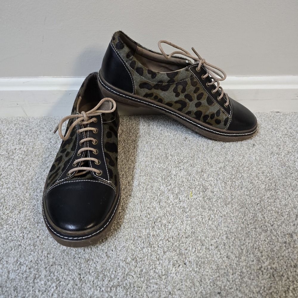 Spring Step L'Artiste Bibbie-Leopard‎ Lace-up Shoe Size 40 (US 9.5) Black